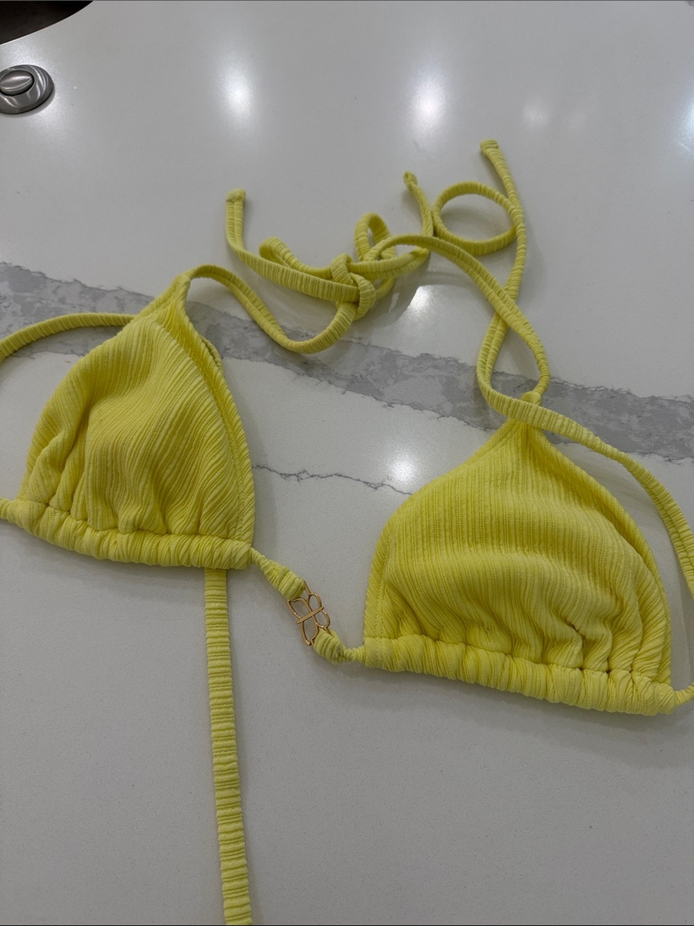 wild fable Yellow Ribbed Triangle Bikini Top